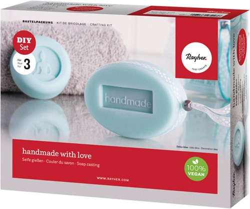 Pakket zelf zeepmaken met mal Handmade with love Zeepgieten pakket