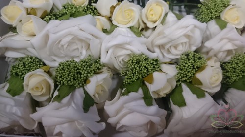 Corsage Roos Roomwit-creme-Groen CPR132 Maatwerk