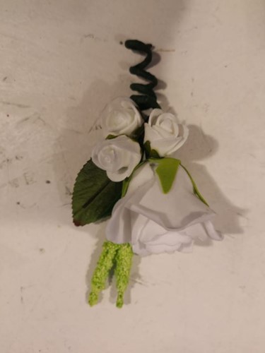 Corsage Roos Wit met groen CLR425 Maatwerk
