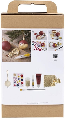 DIYkit Pakket Hobbyset maak 5 kerstballen met droogbloemen Decoupage super leuke box