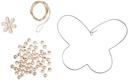 Draadvlinder met houten kralen, 17,5x13cm , om te hangen, Compleet