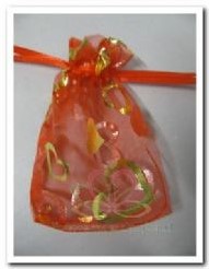 Giftbag organza rood Heart 7*9 cm cadeauzakje,bruiloftbedankje