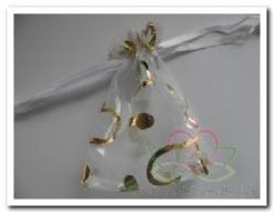Giftbag organza White goud Open Heart ca. 7*9 cm cadeauzakje,bruiloftbedankje