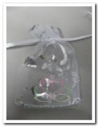 Giftbag organza White zilver Heart 7*9 cm Pak ca. 40st cadeauzakje,bruiloftbedankje