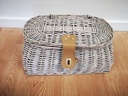 Picknickmand, plukmand,reiskoffer Grote Mand van rotan Whitewash met hengsel en sluiting