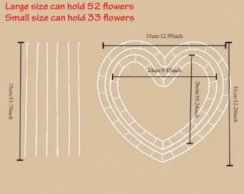 Hartframe, medium maat voor boeketten 24*26 cm voor boeket of geschenk voor 33 bloemen