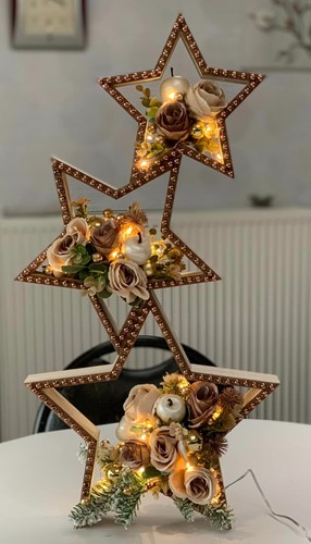 Houten Stervormen  35 + 24,5cm ø Breedte rand 4 cm Set van 2st Voor Decoratie en Creatieve Projecten