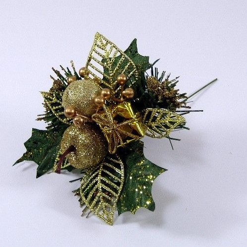 Kerstbijsteker GOUD Appel, cadeautje en besjes / DOOS 