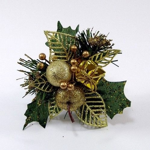 Kerstbijsteker GOUD Appel, cadeautje en besjes / stuk 
