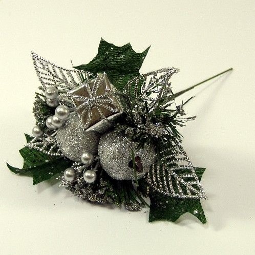 KerstbijstekerZilver Appel, cadeautje en besjes / stuk 