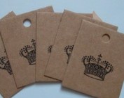 Labels Kroon /- 10 st Kraftkleurig Labels voor Jute