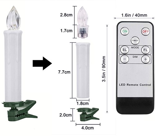 LEDkaarsen 20 st met afstandsbediening en timer Zwart voor bv boom of raam