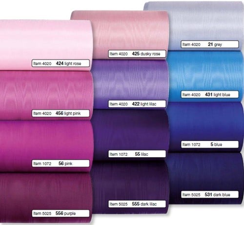 Lint 75 mm breed Moire rol 25 m -hotstamp om zelf te schrijven 1072-075-5-25 blauw 