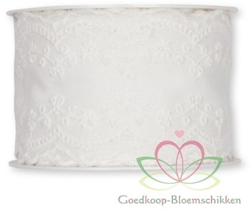 Broderie Katoen Kant 50 mm Wit 3 meter per rol 