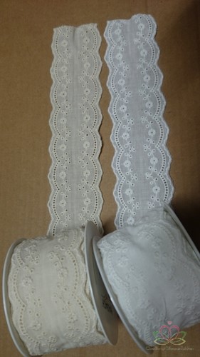 Broderie Katoen Kant 50 mm Wit 3 meter per rol 