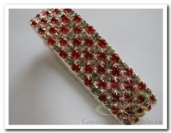 Polsarmband 5 rijen rood / zilver 