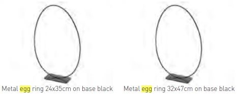 Metalen Frame Ei Metal egg ring 32x47cm on base black Ei frame
