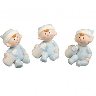 Polyresin Baby Boy, 3x2,5cm , Box 3st babyblauw Baby Jongen