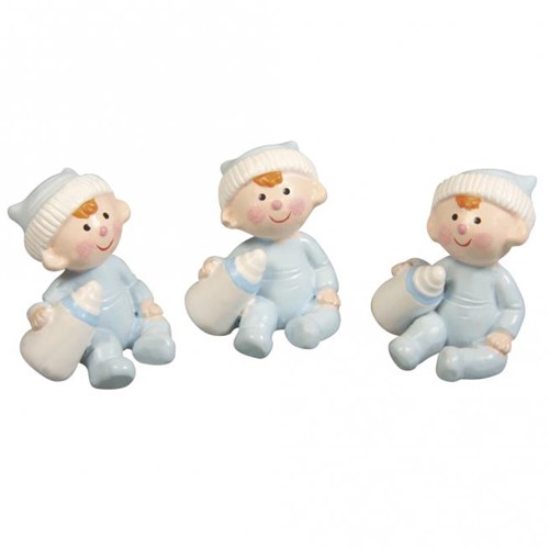 Polyresin Baby Boy, 3x2,5cm , Box 3st babyblauw Baby Jongen