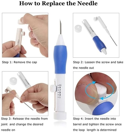 Punchnaalden Verstelbare kunststofset 7 delig DIY 1.3mm 1.6mm 2.2mm Punchen zie filmpje