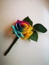 Regenboogcorsage Luxe Corsage Zijden RAINBOW met blad 