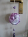 Pomander SatijnRoseBal Lila-Wit 