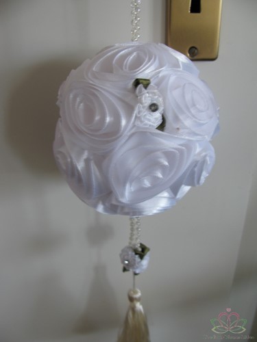 Pomander SatijnRoseBal Wit 