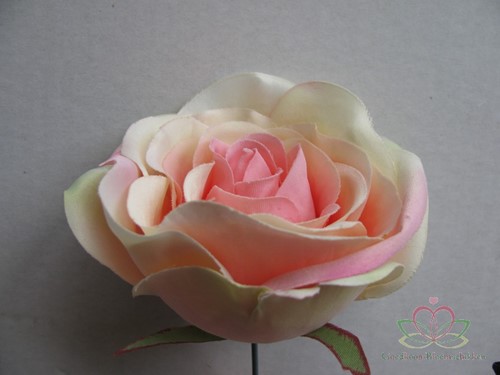 Roos dik PEACH voor Corsage en Boeket op draad ZIJDE Grote roos