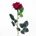 Rode roos Valentijnroos Velvet Zijden stuk SINGLE VELVET ROSE rood met blad 54 cm