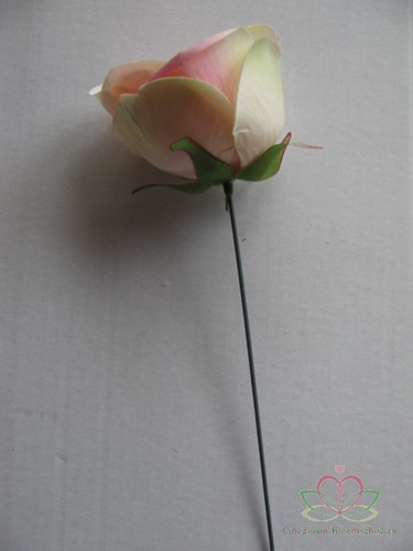 Roos dik PEACH voor Corsage en Boeket op draad ZIJDE Grote roos