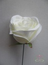 Roos dik WIT voor Corsage en Boeket op draad ZIJDE Grote roos