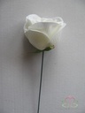 Roos dik WIT voor Corsage en Boeket op draad ZIJDE Grote roos