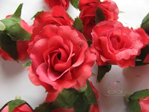 Roosjes 3 cm Zijden Best Quality LichtRood bicolor10 st 