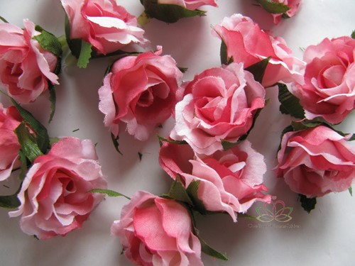 Roosjes 3 cm Zijden Best Quality Pink Bicolor10 st 