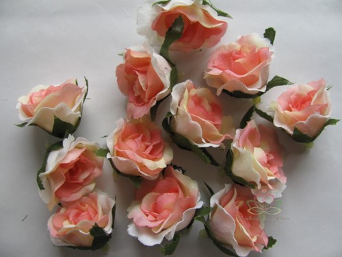 Roosjes 3 cm Zijden Best Quality Zalmroze TRIcolor10 st 