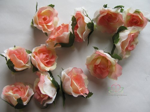 Roosjes 3 cm Zijden Best Quality Zalmroze TRIcolor10 st 