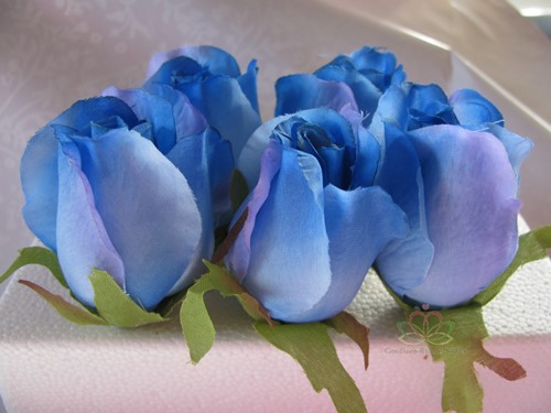 Roosjes 5-6cm Zijden Best Quality Blue Blauw 2 tone10 st 
