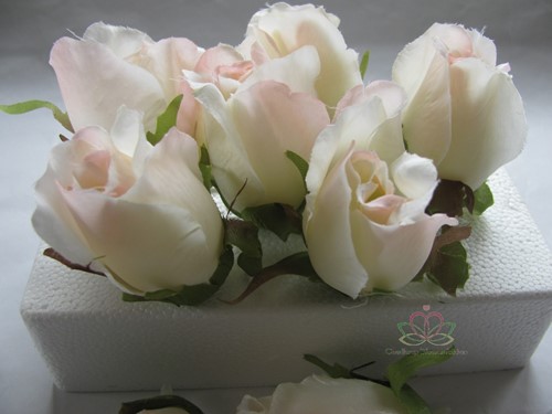 Roosjes 5-6cm Zijden Best Quality Champagne-Roze 2tone 10 st 