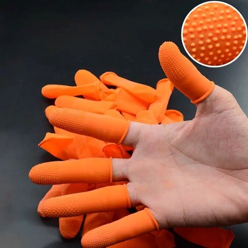Vingerbeschermers voor lijmpistool, haarstyling, handwerken Oranje set van 5 maat M Met grip voor meermalig gebruik