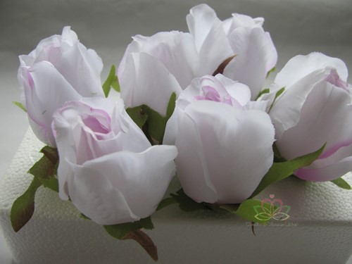 Roosjes 5-6cm Zijden Best Quality Wit-Purple 2tone 10 st 