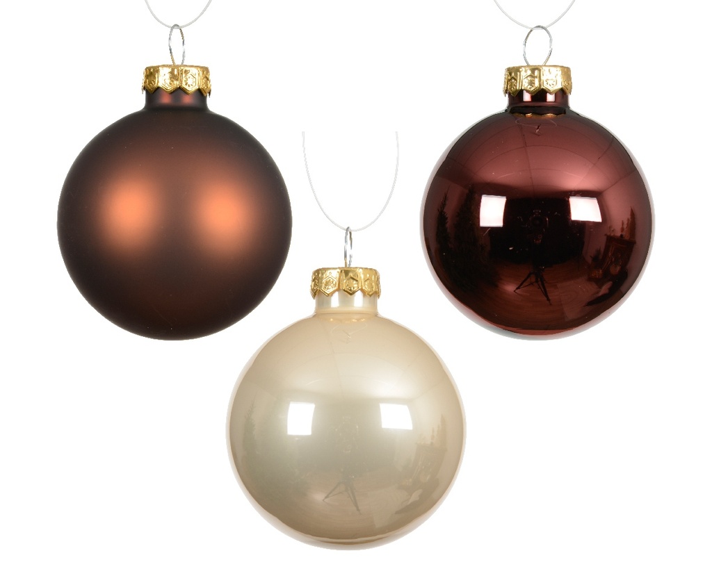 Kerstballen Glas Bruinmix 6 cm Set van 20