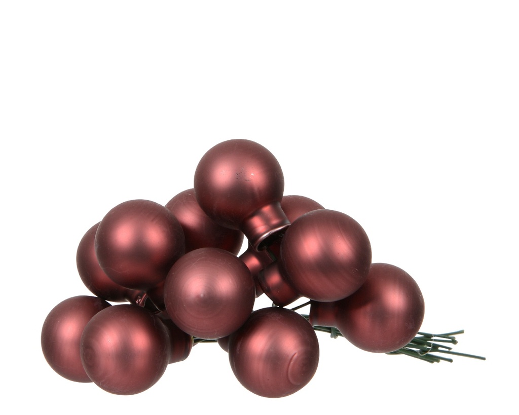 Balletjes op draad 2 cm Maroon Mat doos 144 stuks kerstballen