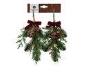 Kersthanger Steker Wintergroen en Fluweel 24 cm met clip Per Stuk