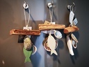 Schelpen drijfhout Vis hanger 3 verschillende / 3 stuks 