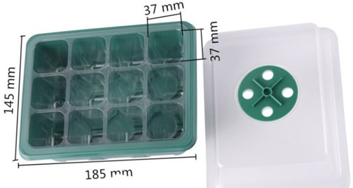 Seed Starter box [zonder licht] 12 cellen / st Vensterbankkasjes met verstelbare ventilatie