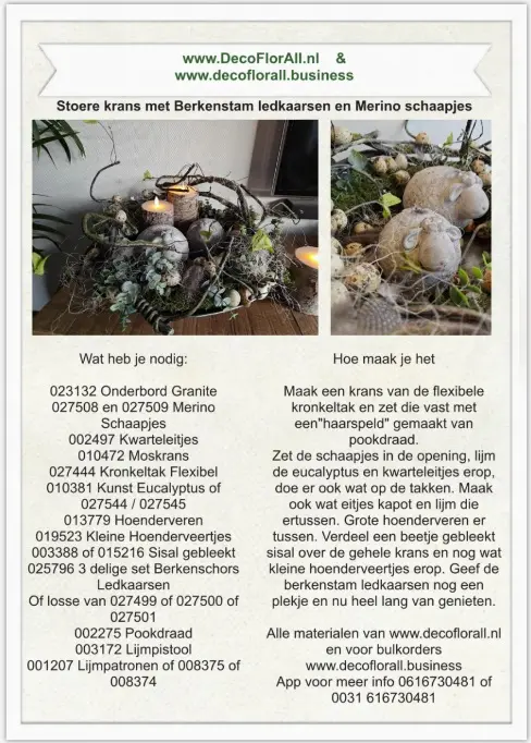 Stoere krans met berken ledkaarsen merino schaapjes.webp