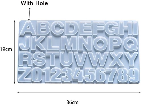 Siliconenmal Alfabet, Letters en Cijfers voor bv sleutelhanger voor Epoxy Resin , zeepje
