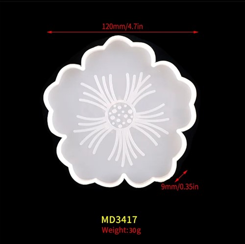 Siliconenmal onderzetter voor glazen bloemvorm met streepjes / st voor Epoxy Resin