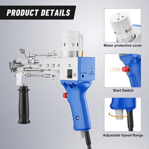 Startpakket Tuften incl materialen, Tuftpistool en Trimmer voor Tuften 220V BLAUW app voor levertijd