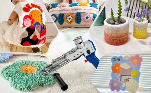 Startpakket Tuften incl materialen, Tuftpistool voor Tuften 220V ROZE app voor levertijd